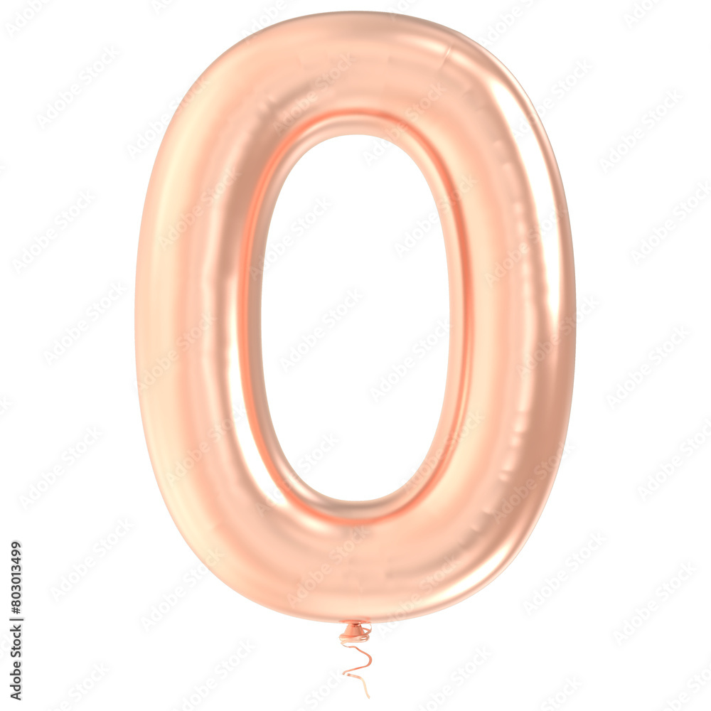 Gold Balloon Number 0 3d render Gold Balloon Number 0 3d render