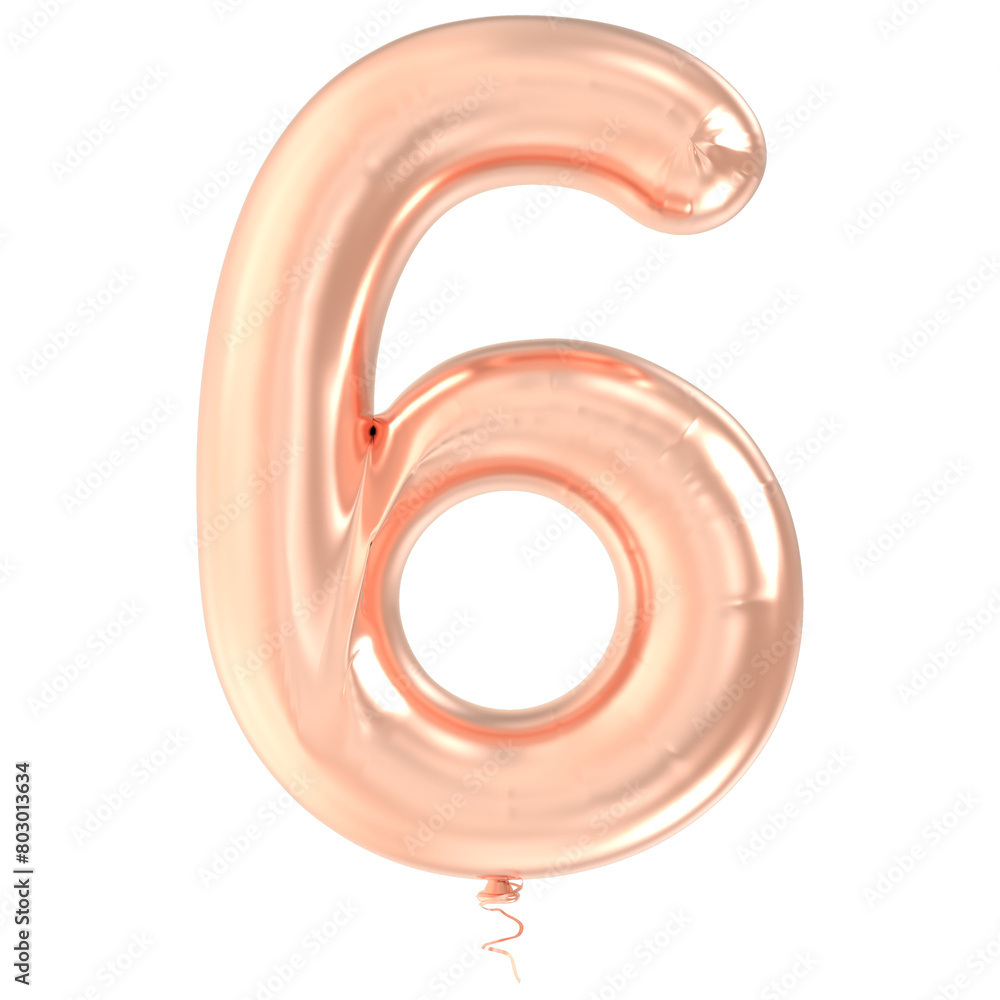 Gold Balloon Number 6 3d render Gold Balloon Number 6 3d render