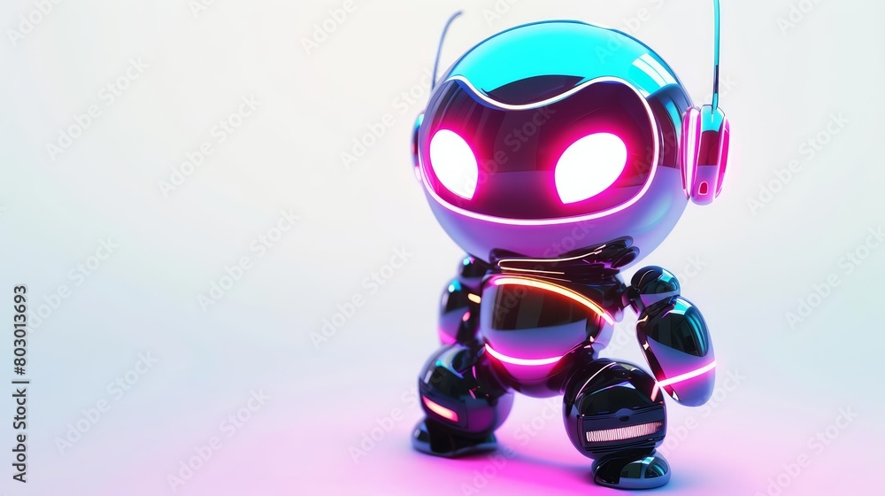 Create a 3D rendering of a cute robot Create a 3D rendering of a cute robot