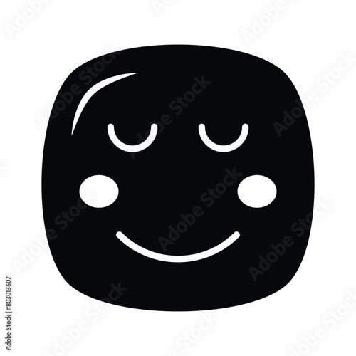 Calm face emoji icon, proud, cool expressions vector design