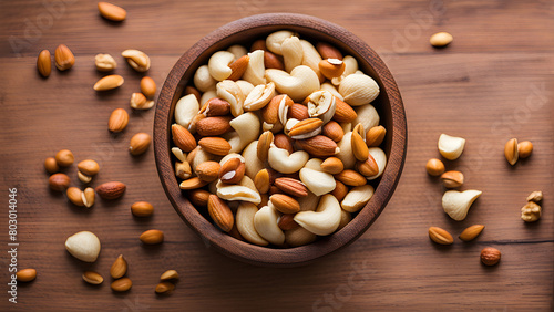 Image of a cup full of nuts on a table