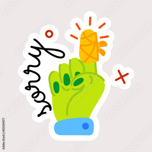 A flat sticker of hand injury 