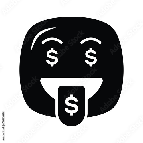 Rich emoji vector design, greedy expressions, dollar sign on tongue