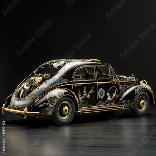 Old Car Miniature Appearance with Korean Traditional mother-of-pearl Patterns