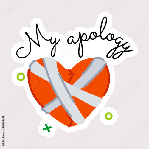 Download flat sticker depicting wounded heart 