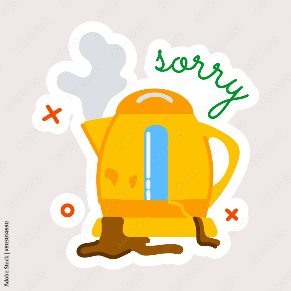 Get this flat sticker of broken kettle Get this flat sticker of broken kettle