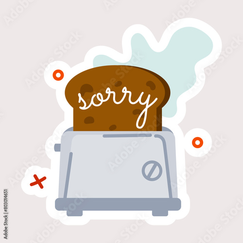 Modern flat sticker of sorry breakfast 