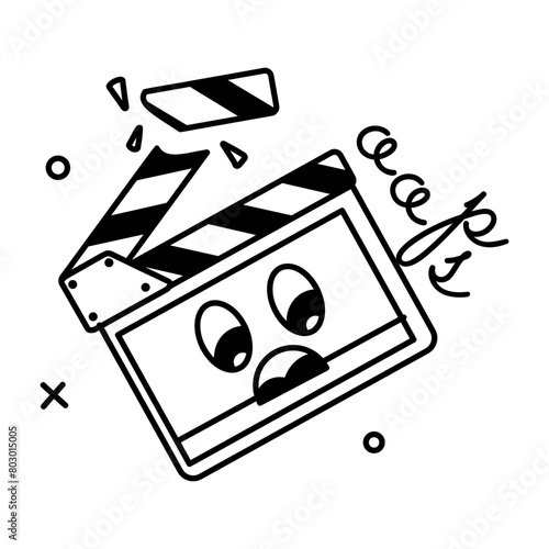 Easy to edit glyph sticker of clapperboard 