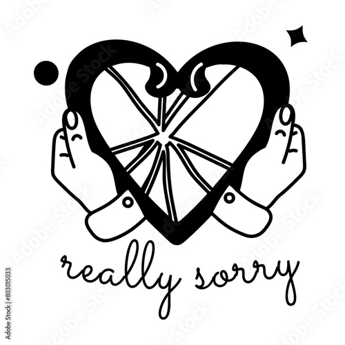 A glyph sticker of really sorry typography 