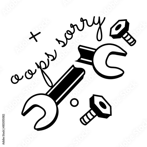Get this glyph sticker of broken wrench 