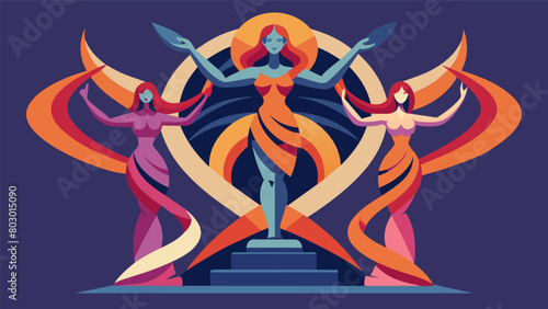 An abstract sculpture of intertwined female forms representing the complexity and strength of feminine energy..