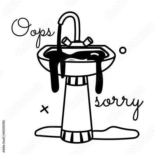 Latest glyph sticker of clogged basin 