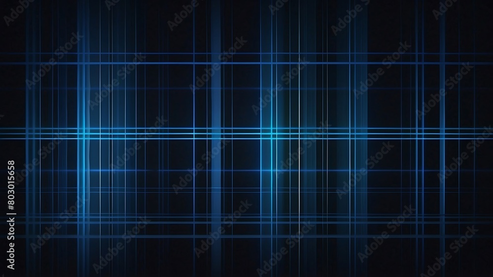 Futuristic blue technology grid background design with glowing lines. 3D render