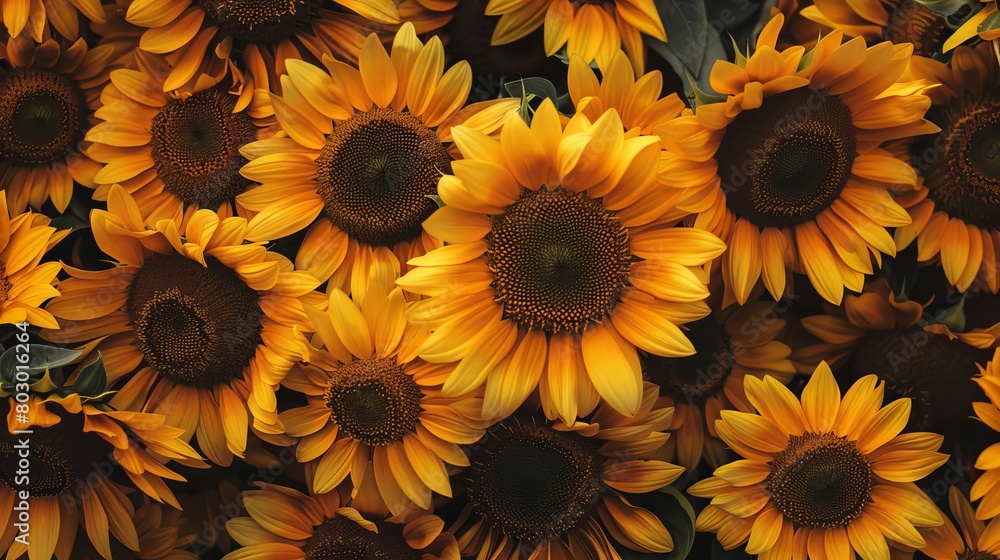 A bunch of yellow sunflowers are arranged in a bouquet A bunch of yellow sunflowers are arranged in a bouquet