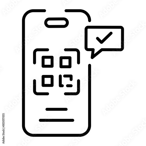 A linear style icon of successful qr scan 
