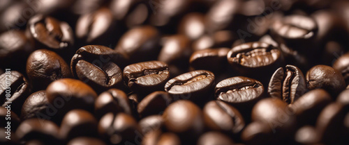 roasted coffee beans in a large sack  top view  