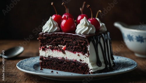 A slice of black forest cake © Sohaib