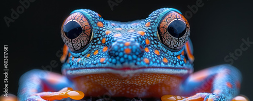 vibrant blue poison dart frog macro photography photo