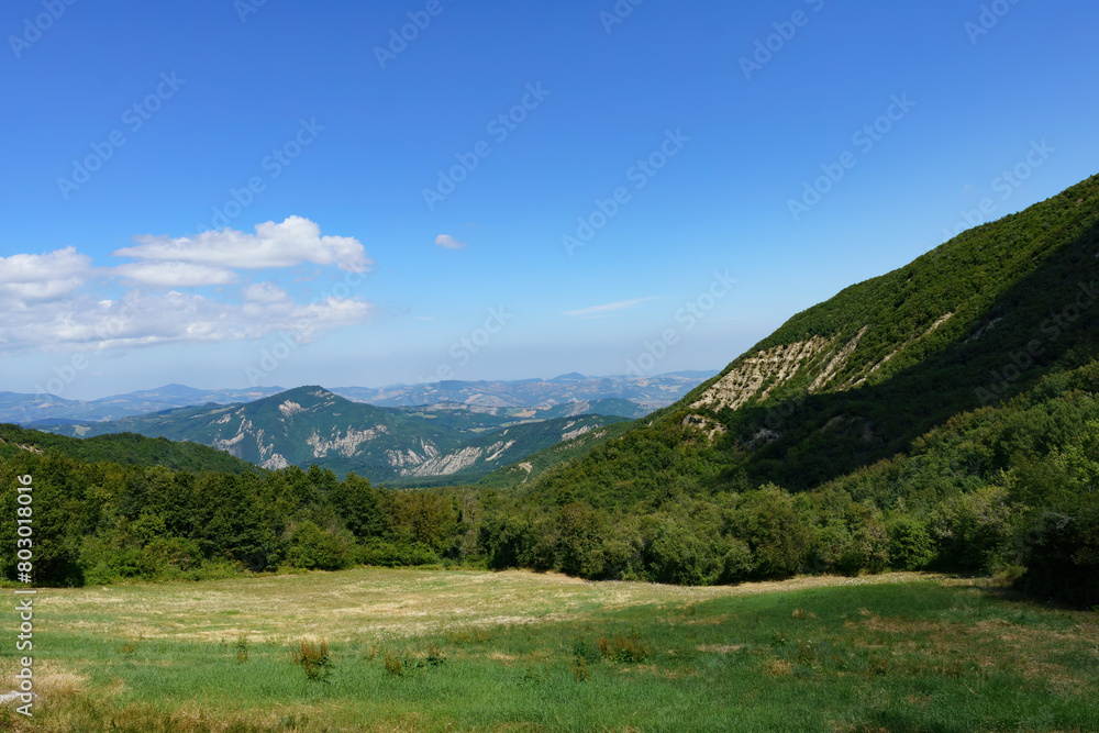 Mountain landscape along the Cisa pass, Italy, near Berceto