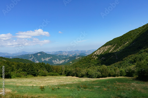 Mountain landscape along the Cisa pass, Italy, near Berceto