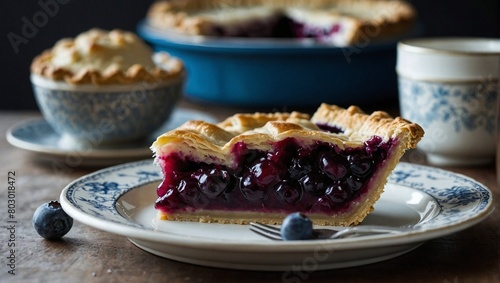 A slice of blueberry pie