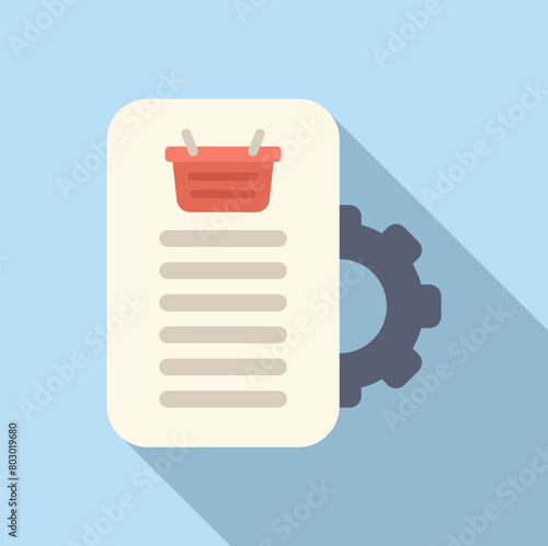 Online shopping gear support icon flat vector. Service commerce. Sale market