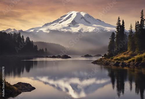 mount hood at sunset photo