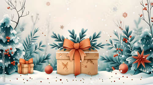 Simple Joy - Wrapped Christmas Present Illustration photo
