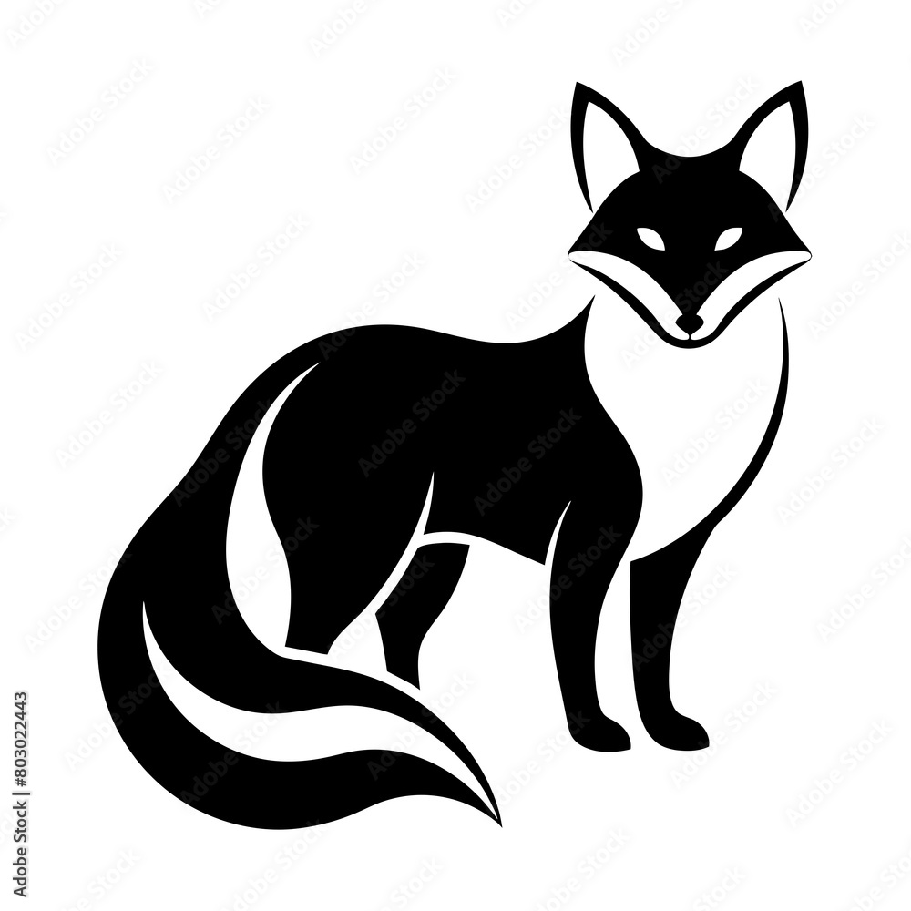 Arctic fox silhouette vector art illustration Arctic fox silhouette vector art illustration