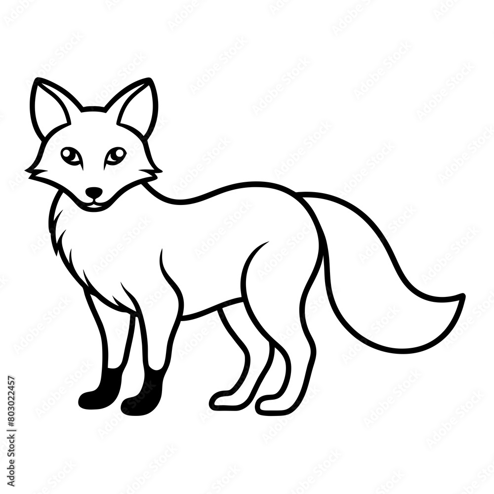 Arctic fox vector art illustration line icon Arctic fox vector art illustration line icon