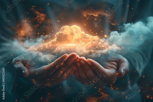 Hands holding the future, accessing limitless knowledge through cloud applications © AhmadTriwahyuutomo