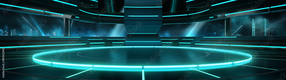 Modern Command Center Overlooking Cityscape with Strategic Lighting