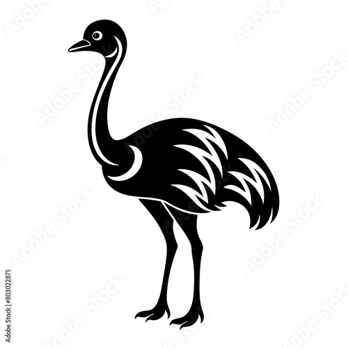 Ostrich silhouette vector icon illustration art