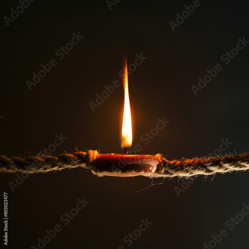 Burn out candle on old rope