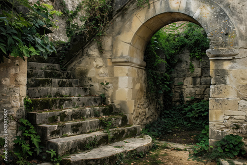 Medieval castle entrance and stairs