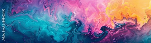 A vibrant abstract desktop wallpaper in neon teal, vivid violet, baby pink, and pale yellow. Emphasizes negative space and adheres to the rule of thirds photo