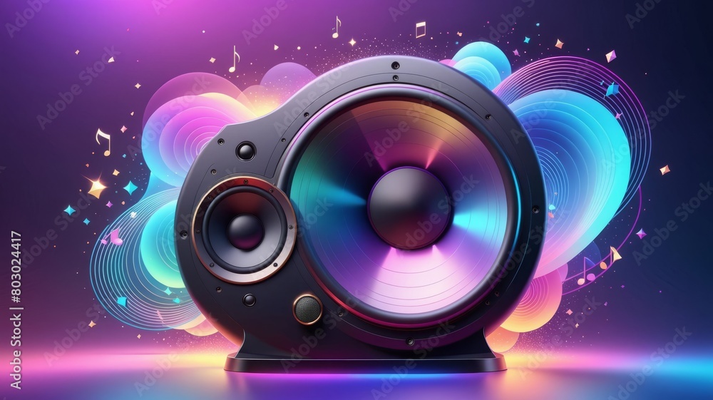 Presentation of a musical speaker on a dark background. Presentation of a musical speaker on a dark background.
