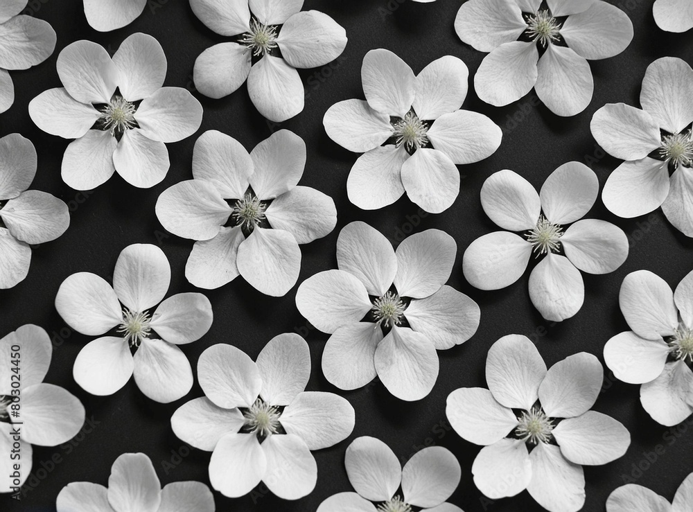 Flower seamless background. Minimalist abstract floral pattern. Modern print in black and white.