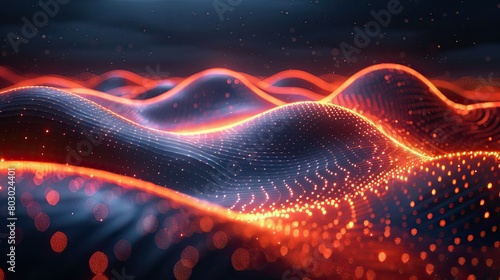 abstract wave background with glow particle of dots and lines