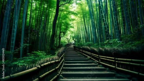 "Japanese Zen: Bamboo Forest Beauty in Iconic Kyoto Setting",