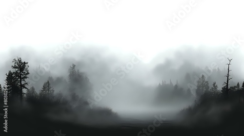 Misty Morning Mist  Dark Fog Isolated on Transparent Background