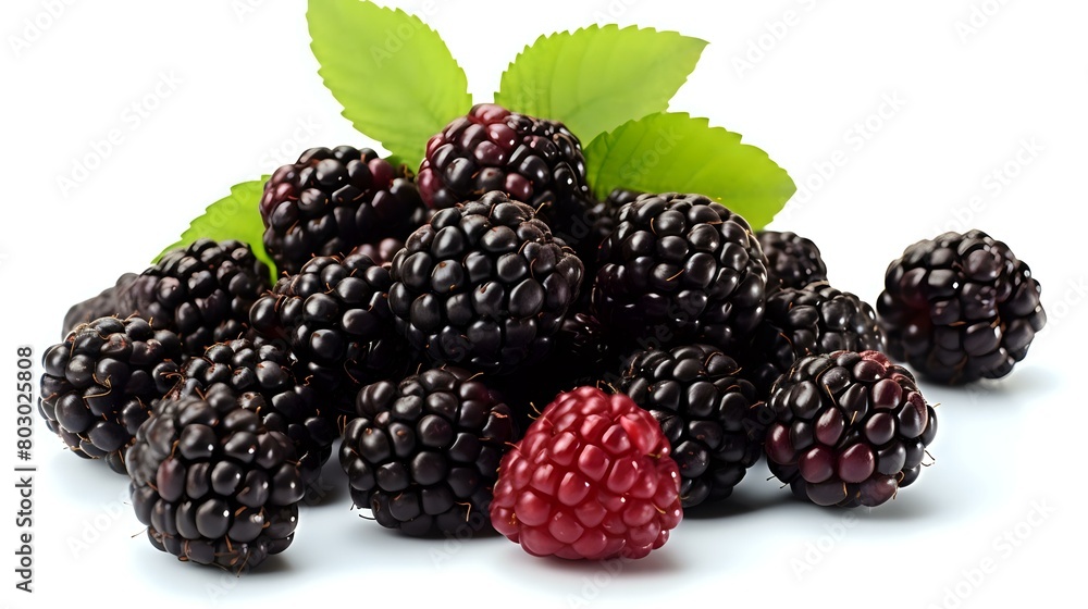 Blackberry Pile: Isolated Berries on White Background for Fresh Fruit Macro Blackberry Pile: Isolated Berries on White Background for Fresh Fruit Macro