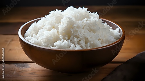 Rice Bowl: Classic Asian Dish, Simple Breakfast, Black Background