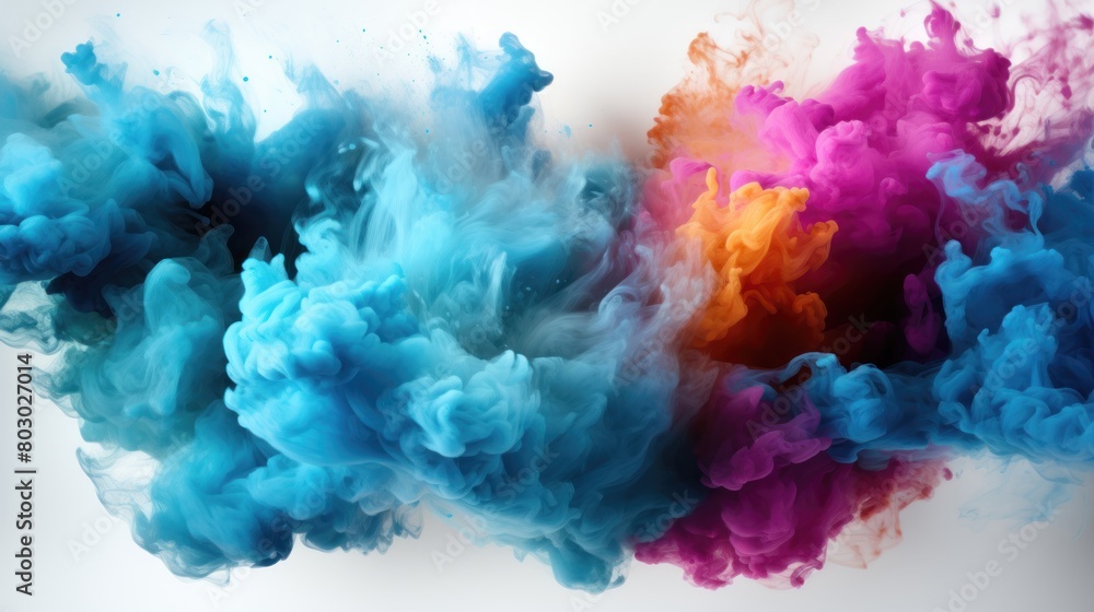 Flow of colorful liquid in water. Rainbow Explosions