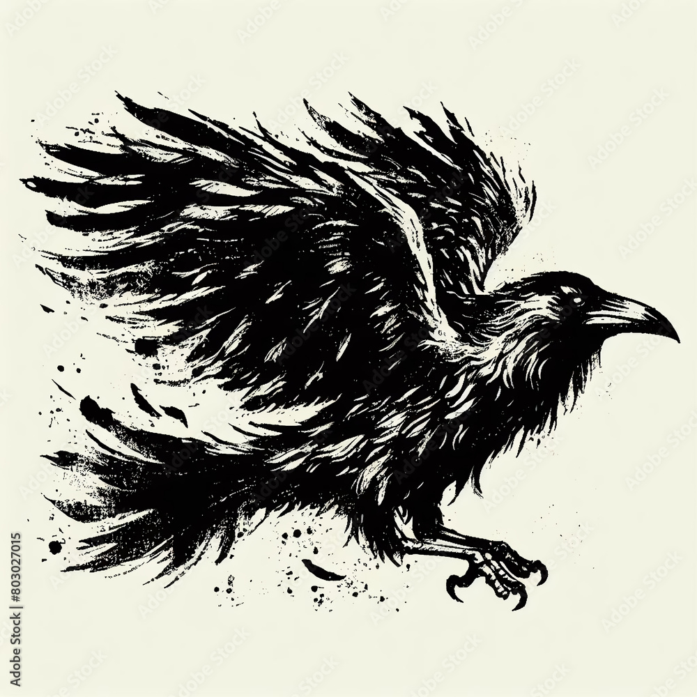 Naklejka premium Illustration grunge Raven