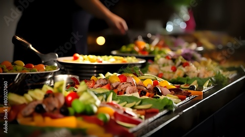 Catered Buffet: Indoor Dining Experience with Colorful Food Selections