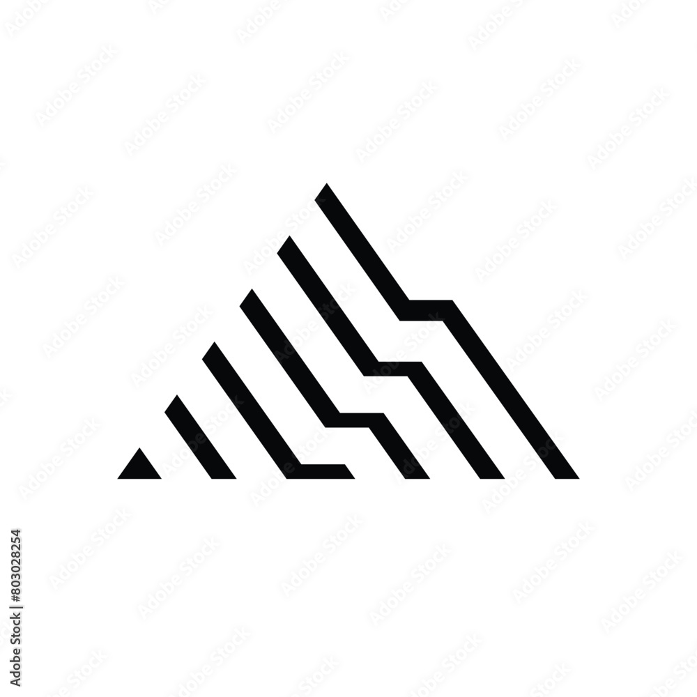 Abstract simple line art of mountain black and white Abstract simple line art of mountain black and white