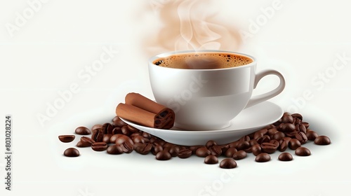 Brown and White: Coffee Cup Isolated on Transparent Background