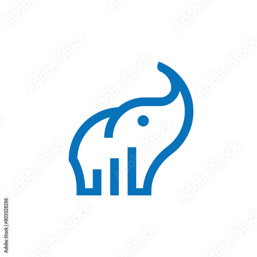 Simple line art of elephant with finance graphic chart abstract logo