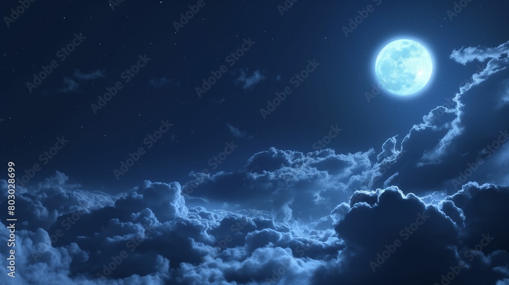 Majestic night sky with luminous clouds and starry backdrop. Majestic night sky with luminous clouds and starry backdrop.